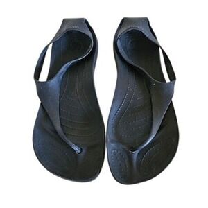 Crocs Sexi Serena Flip Flop Sandals Womens 8 Black Ankle Strap Thong Flat